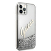 Guess Glitter Vintage Script - Etui iPhone 12 Pro Max (srebrny) (GUHCP12LGLVSSI)