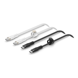 Belkin 2 Kable w oplocie USB-C na USB-C 60W, 1 m, biały i czarny (CAB011BT1MBW2PK)