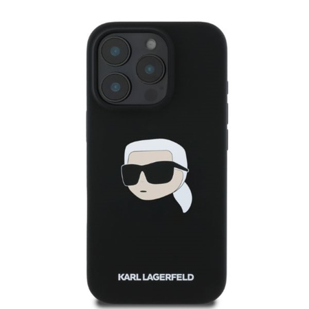 Karl Lagerfeld Silicone Karl Head Print MagSafe - Etui iPhone 16 Pro Max (czarny) (KLHMP16XSKHPPLK)