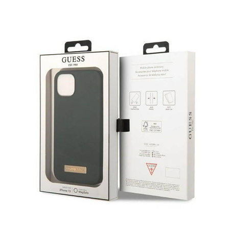Guess Silicone Logo Plate MagSafe - Etui iPhone 13 (zielony) (GUHMP13MSBPLA)