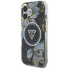 Guess Glitter Flowers Triangle Buttons MagSafe - Etui do iPhone 16 (czarny) (GUHMP16SHFLPEDK)
