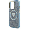Guess IML Metal Glitter 4G Circle Triangle MagSafe - Etui do iPhone 16 Pro Max (niebieski) (GUHMP16XHG4PRTGB)