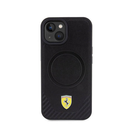 Ferrari Carbon Metal Logo MagSafe - Etui iPhone 15 (czarny) (FEHMP15SPTEK)