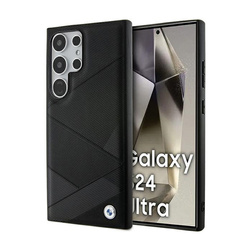 BMW Signature Leather Crossing Lines Pattern - Etui Samsung Galaxy S24 Ultra (czarny) (BMHCS24L23RCGPK)