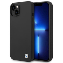 BMW Liquid Silicone Case Metal Logo – Etui iPhone 14 Plus (Czarny) (BMHCP14MSILBK)
