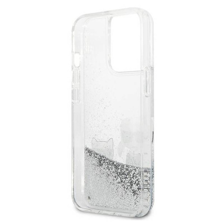 Karl Lagerfeld Liquid Glitter Karl & Choupette - Etui iPhone 13 Pro (srebrny) (KLHCP13LGKCS)