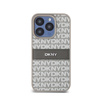 DKNY Leather Mono Stripe & Metal Logo - Etui iPhone 15 Pro (beżowy) (DKHCP15LPRTHSLE)