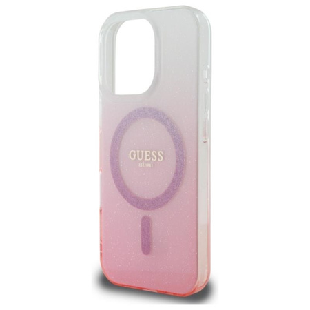 Guess IML Glitter Gradient MagSafe - Etui iPhone 16 Pro (różowy) (GUHMP16LHGRCELP)