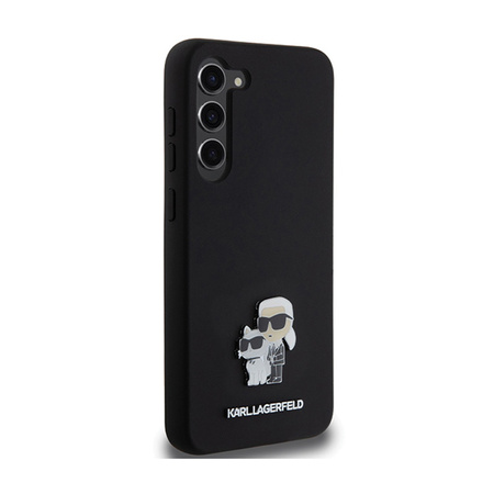 Karl Lagerfeld Silicone Karl & Choupette Metal Pin - Etui Samsung Galaxy S24+ (czarny) (KLHCS24MSMHKCNPK)