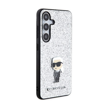 Karl Lagerfeld Fixed Glitter Ikonik Logo Metal Pin - Etui Samsung Galaxy S24 (srebrny) (KLHCS24SGCNPSG)