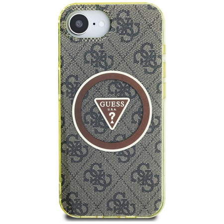 Guess IML Metal Glitter 4G Circle Triangle MagSafe - Etui do iPhone 16e (brązowy) (GUHMPSE4HG4PRTGW)