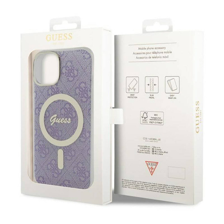 Guess 4G MagSafe - Etui iPhone 14 (Purpurowy) (GUHMP14SH4STU)