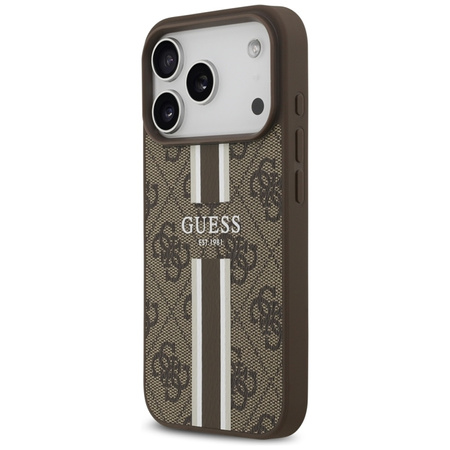 Guess 4G Printed Stripes MagSafe - Etui iPhone 17 Pro (brązowy) (GUHMP17LP4RPSW)