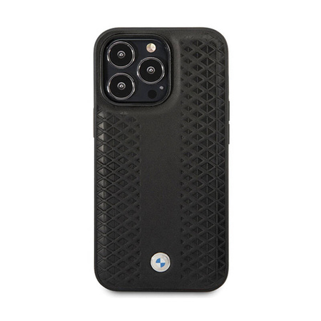 BMW Leather Diamond Pattern - Etui iPhone 14 Pro (Czarny) (BMHCP14L22RFGK)