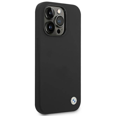 BMW Liquid Silicone Case Metal Logo – Etui iPhone 14 Pro Max (Czarny) (BMHCP14XSILBK)