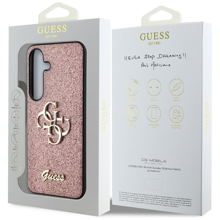 Guess Fixed Glitter Big 4G Metal Logo - Etui do Samsung Galaxy S25 (różowy) (GUHCS25SHG4SGP)