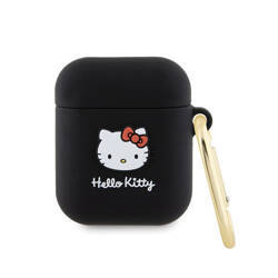 Hello Kitty Silicone 3D Kitty Head - Etui AirPods 1/2 gen (czarny) (HKA23DKHSK)