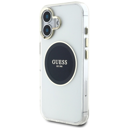 Guess IML Metal Colored Circle Classic Logo MagSafe - Etui do iPhone 16 (czarny) (GUHMP16SHTDRCEDK)