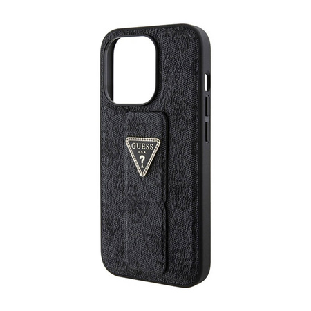 Guess Grip Stand 4G Triangle Strass Logo - Etui iPhone 15 Pro Max (czarny) (GUHCP15XPGS4TDK)