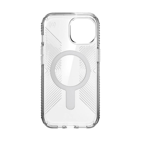 Speck Presidio Perfect-Clear Grip ClickLock & MagSafe - Etui iPhone 16e / iPhone 15 / iPhone 14 / iPhone 13 (Clear / Chrome Finish / Serene Silver) (150443-3199)