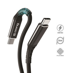 Crong Armor Link - Kabel 60W PD 3A USB-C do USB-C 25cm (czarny) (CRG-AL025USCC-BLK)