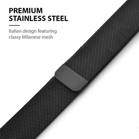 Crong Milano Steel - Pasek ze stali nierdzewnej do Apple Watch 44/45/46/49 mm (czarny) (CRG-44MST-BLK)