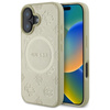 Guess Saffiano Peony Classic Logo MagSafe - Etui iPhone 16 (złoty) (GUHMP16SPSAPSMED)