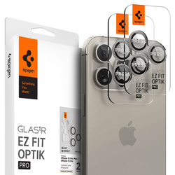 Spigen Optik Pro GLAS.TR EZ Fit Camera Protector 2-Pack - Szkło ochronne na obiektyw do iPhone 15 Pro / 15 Pro Max / iPhone 14 Pro / 14 Pro Max (2 szt) (Natural (AGL07163)