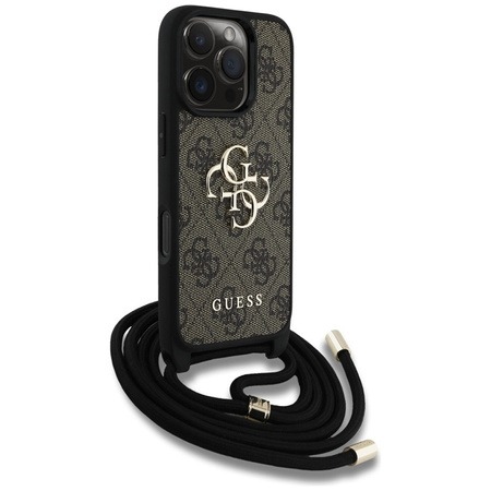 Guess 4G Big Logo Cord Strap Crossbody - Etui do iPhone 16 Pro (brązowy) (GUHCP16LP4GMGCRW)