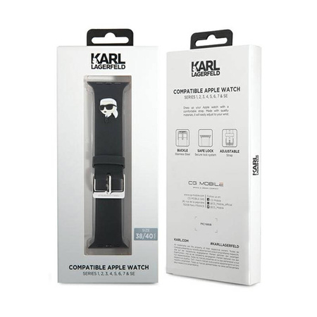 Karl Lagerfeld 3D Rubber Karl Head NFT - Pasek do Apple Watch 38/40/41 mm (czarny) (KLAWMSLKNK)