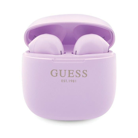 Guess True Wireless Script Logo BT5.3 - Słuchawki TWS + etui ładujące (fioletowy) (GUTWST26PSU)