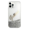 Guess Glitter Vintage Script - Etui iPhone 12 Pro Max (srebrny) (GUHCP12LGLVSSI)