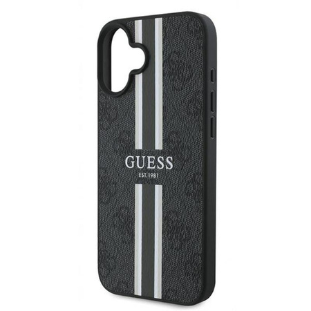 Guess 4G Printed Stripes MagSafe - Etui iPhone 16 Plus (czarny) (GUHMP16MP4RPSK)