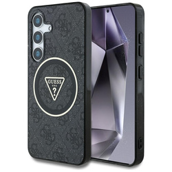 Guess 4G Glitter Triangle Buttons MagSafe - Etui do Samsung Galaxy S25 (czarny) (GUHMS25SHG4PRTGK)