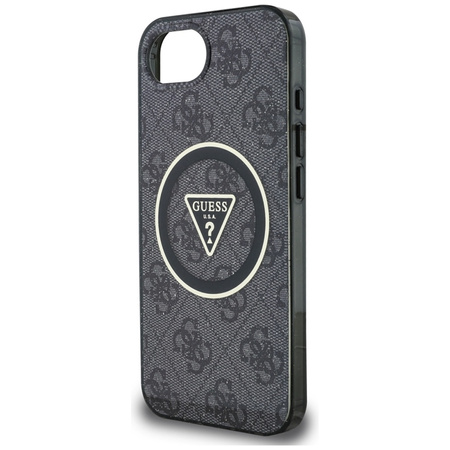 Guess IML Metal Glitter 4G Circle Triangle MagSafe - Etui do iPhone 16e (czarny) (GUHMPSE4HG4PRTGK)