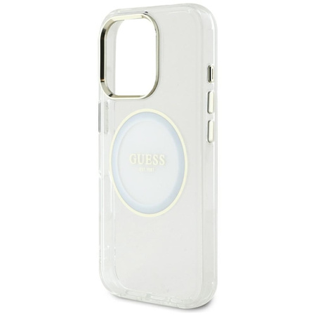 Guess IML Metal Colored Circle Classic Logo MagSafe - Etui do iPhone 16 Pro Max (biały) (GUHMP16XHTDRCEDH)