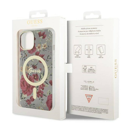 Guess Flower MagSafe - Etui iPhone 14 Plus (Zielony) (GUHMP14MHCFWSA)
