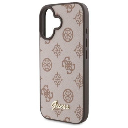 Guess Peony Script MagSafe - Etui iPhone 16 (brązowy) (GUHMP16SPGPYSW)