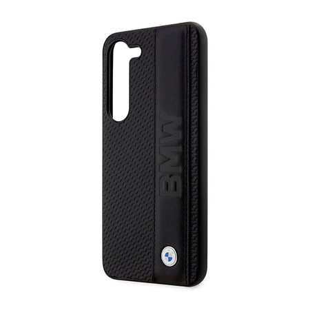 BMW Leather Textured & Stripe - Etui Samsung Galaxy S23+ (czarny) (BMHCS23M22RDPK)