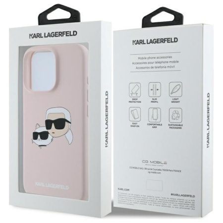 Karl Lagerfeld Silicone Double Heads Print MagSafe - Etui iPhone 16 Pro Max (różowy) (KLHMP16XSKCHPPLP)