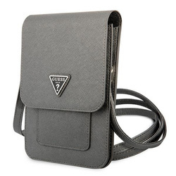 Guess Wallet Saffiano Triangle Logo Phone Bag – Torba na smartfona i akcesoria (Grey) (GUWBSATMGR)