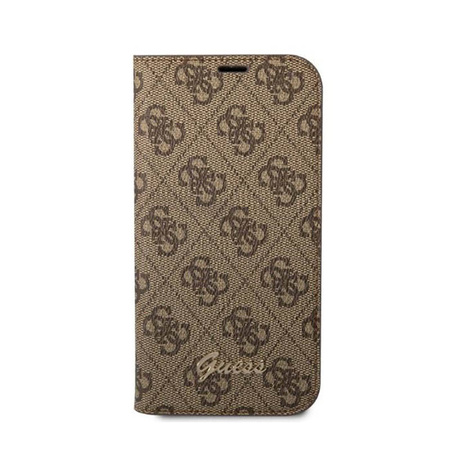 Guess 4G Metal Camera Outline Booktype Case - Etui iPhone 14 (brązowy) (GUBKP14SHG4SHW)
