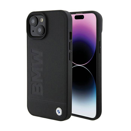 BMW Leather Hot Stamp - Etui iPhone 15 (czarny) (BMHCP15SSLLBK)