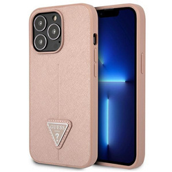 Guess Saffiano Triangle Logo Case – Etui iPhone 13 Pro (różowy) (GUHCP13LPSATLP)