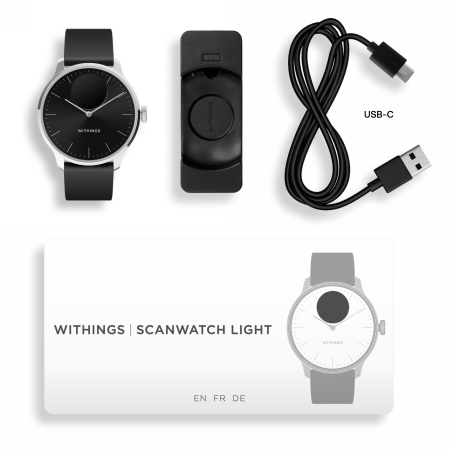 Withings Scanwatch Light - smartwatch hybrydowy (37mm, black) (HWA11-model 5-All-Int)