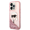 Karl Lagerfeld Liquid Glitter NFT Karl's Head - Etui iPhone 14 Pro (różowy) (KLHCP14LLNKHCP)