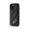 Karl Lagerfeld Diagonal Quilted Script - Etui iPhone 15 Plus / 14 Plus (czarny) (KLHCP15MPQDSMGK)