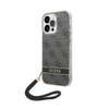 Guess 4G Print Cord - Etui ze smyczką iPhone 14 Pro Max (czarny) (GUOHCP14XH4STK)