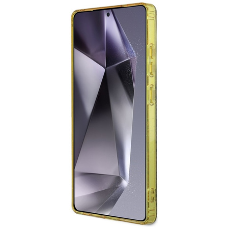 Guess 4G Glitter Triangle Buttons MagSafe - Etui do Samsung Galaxy S25 Ultra (brązowy) (GUHMS25LHG4PRTGW)