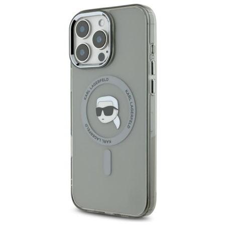 Karl Lagerfeld IML Metal Karl Head MagSafe - Etui iPhone 16 Pro (czarny) (KLHMP16LHLSKIK)